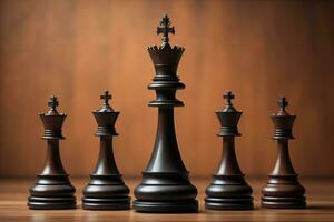 Different chess piece on a solid color background. ai generative photo