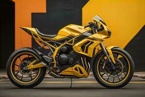 Modern powerful sports motorcycle on a colorful background. ai generative photo