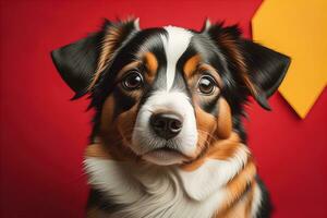 Portrait of a cute dog on a colorful background. Studio shot. ai generative photo