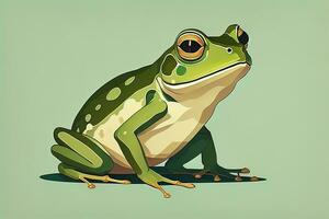 Frog on a green background. Vector illustration of a frog. ai generative photo