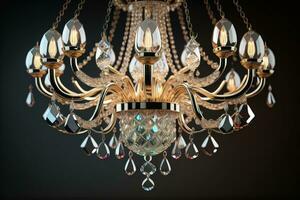 Luxury chandelier isolated on dark background. ai generative photo