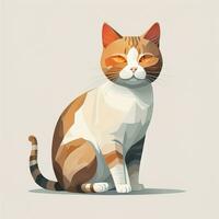 Cute cat sitting on the floor. Vector illustration in retro style. ai generative photo