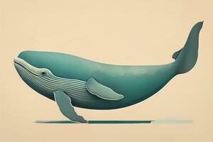 Blue whale isolated on a solid clor background. ai generative photo