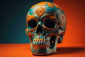 Day of the Dead sugar skull. Mexican sugar skull. ai generative photo