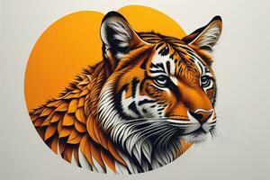 Tiger head with colorful background. ai generative photo