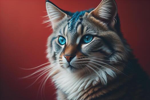 Portrait of a beautiful Maine Coon cat on a dark background. ai generative photo