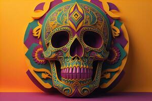 Day of the Dead sugar skull. Mexican sugar skull. ai generative photo