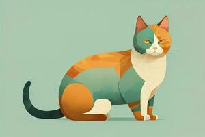 Cute cat sitting on the floor. Vector illustration in retro style. ai generative photo