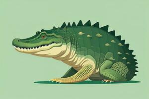 Crocodile on green background. Vector illustration in retro style. ai generative photo