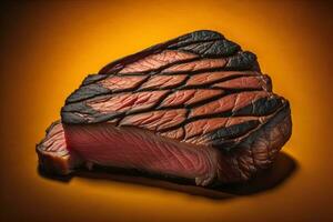 Raw beef sirloin steak with ingredients for cooking on wooden background. ai generative photo