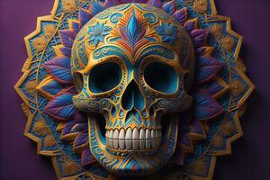 Day of the Dead sugar skull. Mexican sugar skull. ai generative photo