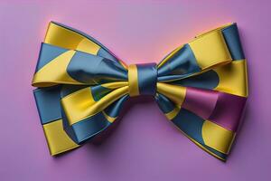 Beautiful and stylish bow tie on a solid colored background. ai generative photo