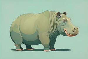 Hippopotamus standing on its hind legs. Vector illustration. ai generative photo