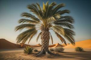 Palm tree on the beach. Summer vacation concept. ai generative photo