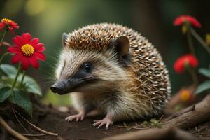 Hedgehog, Erinaceus Europaeus. ai generative photo