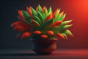 Flowers in a pot on a solid color background. ai generative photo