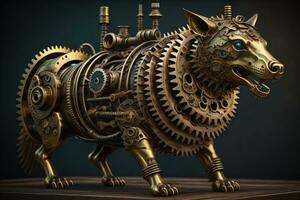 Steampunk mechanism with gears and cogwheels. ai generative photo