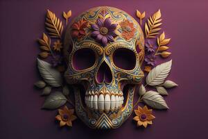 Day of the Dead sugar skull. Mexican sugar skull. ai generative photo