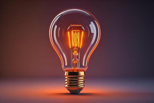 Glowing glass light bulb on dark background. ai generative photo