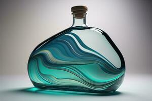 Bottle with a liquid on a solid color background. ai generative photo