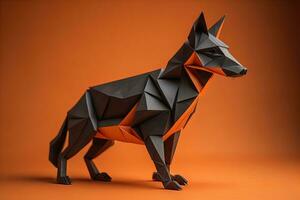 Paper origami animal isolated on solid color background. ai generative photo