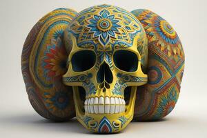 Day of the Dead sugar skull. Mexican sugar skull. ai generative photo