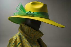 Stylish female hat on mannequin. ai generative photo