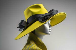 Stylish female hat on mannequin. ai generative photo