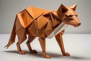 Paper origami animal isolated on solid color background. ai generative photo