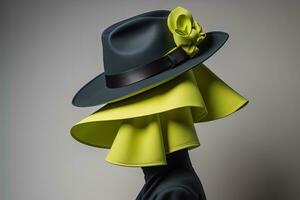 Stylish female hat on mannequin. ai generative photo
