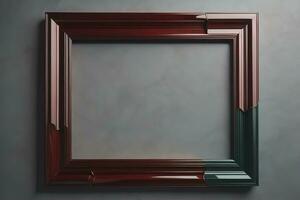 Glass picture frame on a solid color background. ai generative photo