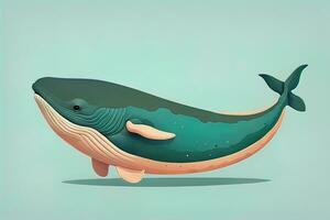 Blue whale isolated on a solid clor background. ai generative photo