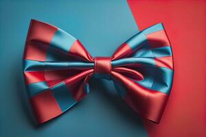 Beautiful and stylish bow tie on a solid colored background. ai generative photo