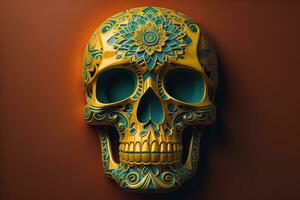 Day of the Dead sugar skull. Mexican sugar skull. ai generative photo