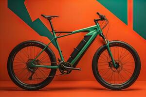 Modern orange mountain bike. ai generative photo