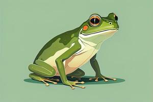 Frog on a green background. Vector illustration of a frog. ai generative photo