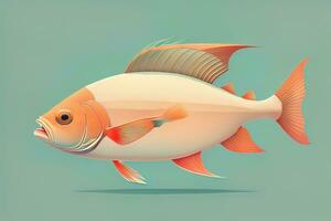 Illustration of a fish on a blue background, vector illustration. ai generative photo