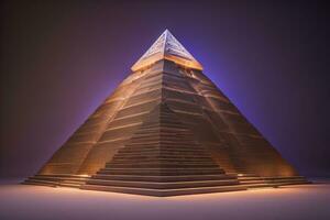 Creative and colorful pyramid on a solid color background. ai generative photo