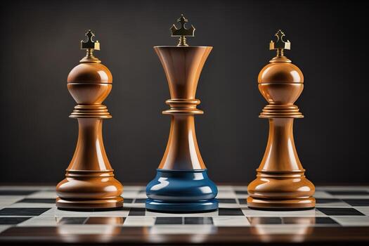 Different chess piece on a solid color background. ai generative photo