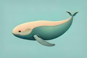 Blue whale isolated on a solid clor background. ai generative photo