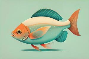 Illustration of a fish on a blue background, vector illustration. ai generative photo