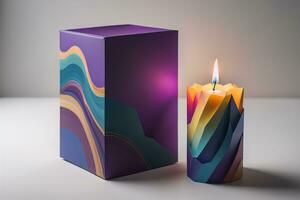 Creative burning candle on a wooden background. ai generative photo