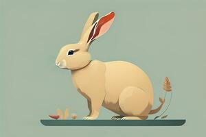 vector ilustración de un linda blanco Conejo sentado en un gris antecedentes. ai generativo foto