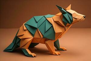 Paper origami animal isolated on solid color background. ai generative photo