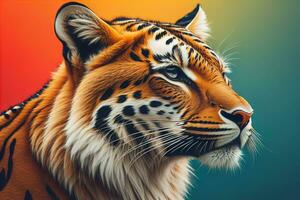 Portrait of a tiger on a solid color background. Close-up. ai generative photo