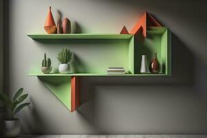 Bookshelf in scandinavian interior. ai generative photo