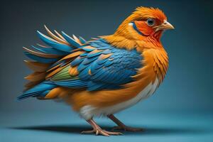 Colorful chicken on a solid color background, studio photo. ai generative photo