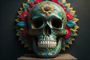 Day of the Dead sugar skull. Mexican sugar skull. ai generative photo