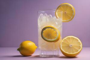 Glass of lemonade with fresh lemons. ai generative photo