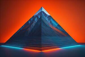 Creative and colorful pyramid on a solid color background. ai generative photo